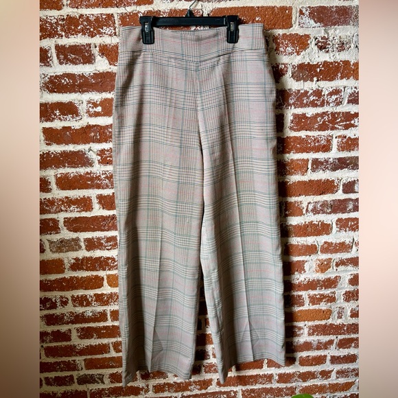 Lulus Talking Point Camel Multi Plaid Wide-Leg Pants - Picture 7 of 8